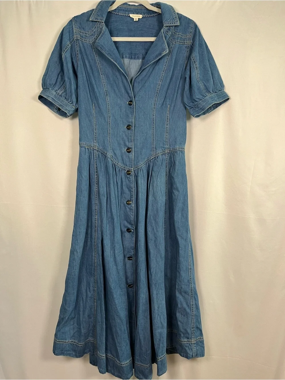 Anthropologie Pilcro short sleeve denim western midi button shirt dress sz 10 - Picture 3 of 9